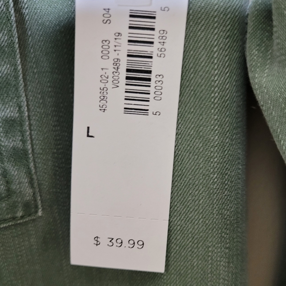 Old Navy Faded Twill Long Sleeve Shirt Dress In Matcha Green Size L NWT - Picture 8 of 9